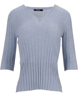 LA ROSE V-hals Cash/zijde Sky - Blauw