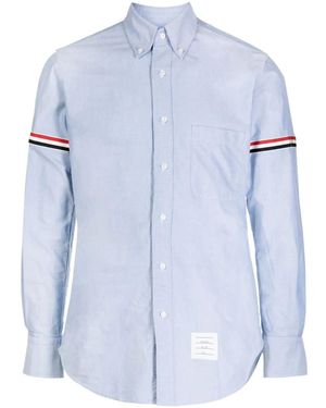 Thom Browne Oxford Button-Down Shirt With Rwb Armbands - Blue