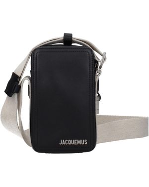 Jacquemus Vertical Rope Shoulder Bag Leather - Black