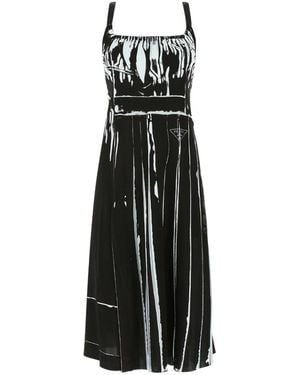 Prada Printed Stretch Viscose Dress - Black