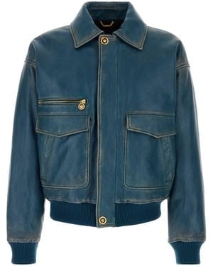 Versace Leather Jacket - Blue