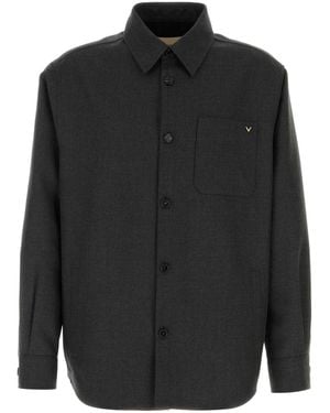 Valentino Garavani Graphite Gabardine Overshirt - Black