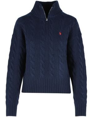 Polo Ralph Lauren Marineblauer Pullover aus Wolle und Kaschmir von