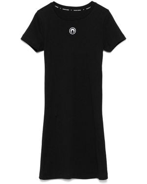 Marine Serre Logo Cotton T-Shirt Dress - Black