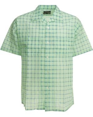 Beams Plus "Open Collar Nylon Airy Plaid" Casual Shirt - Green