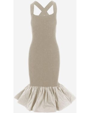 Patou Vestido largo de mezcla de algodón elástico - Blanco