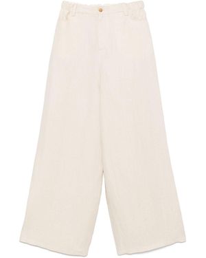 Alysi Pantalones de pierna ancha de lino - Blanco