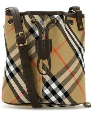 Burberry Embroidered Canvas Bucket Bag - Black