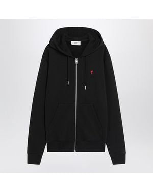 Ami Paris Ami De Coeur Zip Up Sweatshirt - Black