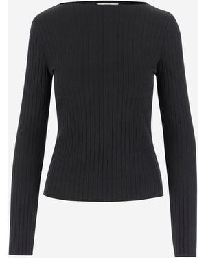 Vince Stretch Cotton Mischpullover - Schwarz