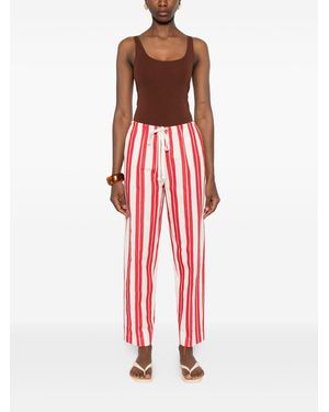 forte_forte Striped Drawstring Trousers - Red