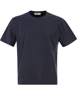 Premiata Katoenen T-shirt Met Technisch Detail En Logo - Blauw