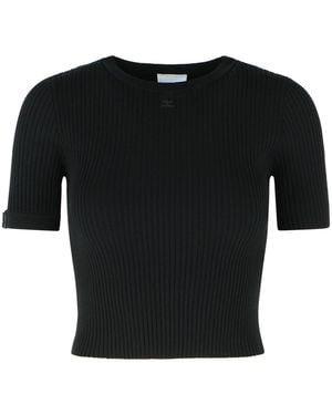 Courreges Viscose Blend T-Shirt - Black
