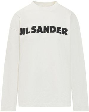Jil Sander Logo Baumwoll -T -Shirt - Weiß