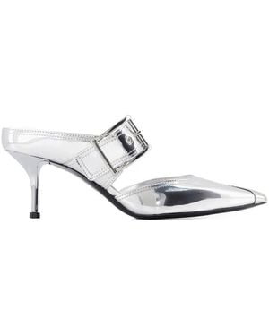McQueen Punk Buckle Pumps Grijs Leer - Wit