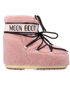Moon Boot Icon Low Fleece Ankle Boots - Pink