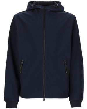 Woolrich Jacket With Zip And Hood Polyester - Blue