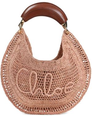 Chloé Summer Banana Rafia Hobo-Tasche - Pink