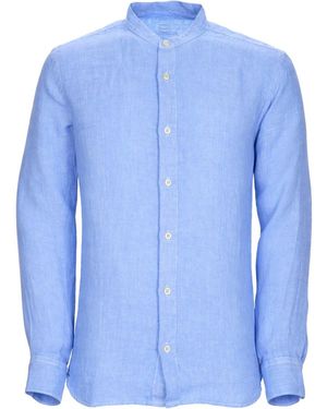 120% Lino Azure Linen Shirt - Blue