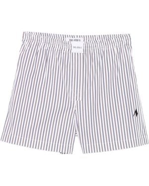 The Attico Striped Cotton Shorts - White