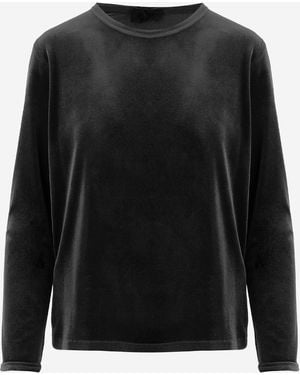 F.it Pull en Velours Extensible à Manches Longues - Noir