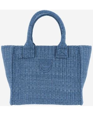Pinko Raffia Shopping Bag - Blue