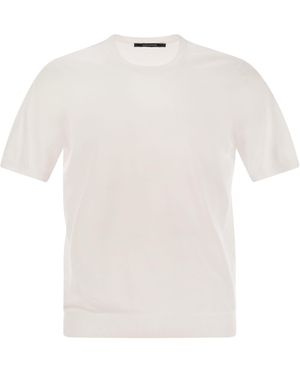 Tagliatore Basic kurzärmeligte Baumwoll -T -Shirt - Weiß