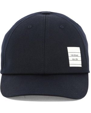 Thom Browne Baseball Cap Mit Logo Patch - Blauw