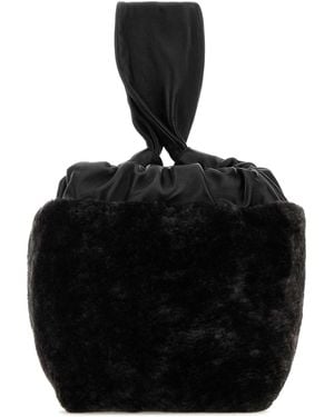 Jil Sander Shearling Clutch - Black
