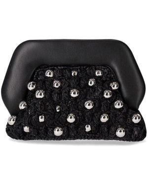 THEMOIRÈ Gea Straw Beads Clutch Bag - Black