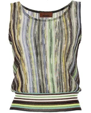 Missoni Gestreepte Lamé Top - Groen