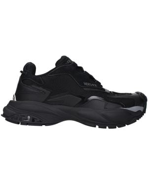 Versace Fabric Chunky Trainers - Black