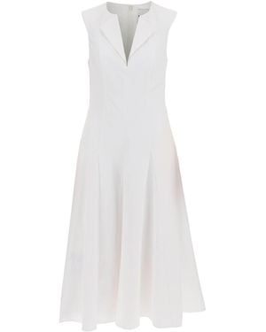 Roland Mouret Cotton Poplin Midi -jurk In - Wit