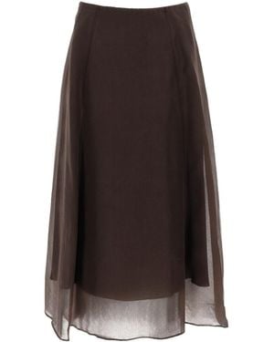 Brunello Cucinelli "Circle" Midi Skirt - Brown