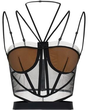 Nensi Dojaka "Sheer Corset" Top - Nero