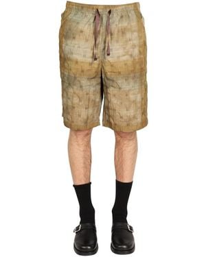 Needles Earthy Chequered Bermuda Shorts - Natural