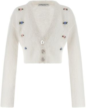 Alessandra Rich 'Carded Mohair' Cardigan - Weiß
