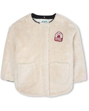 KENZO Coat With Logo - Natural