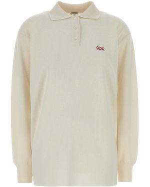 Loewe Ivory Stretch Cashmere Blend Polo Shirt - White