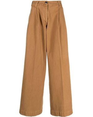 Gabriele Pasini Pantalone A Gamba Larga In Cotone - Marrone