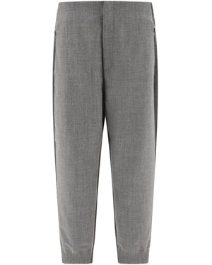Thom Browne Wool Joggers Trousers Grey - Grigio
