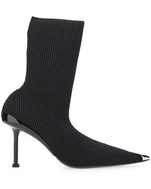 McQueen Statement Raffia Pointed-Toe Boots For - Black