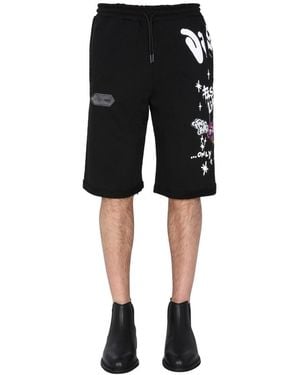 DISCLAIMER Bermuda With Screen Print - Black