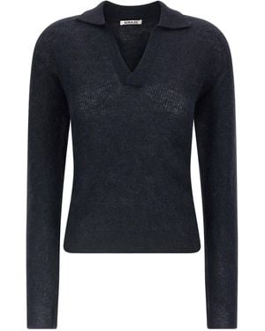 AURALEE Tam Yarn Polo Shirt - Blue