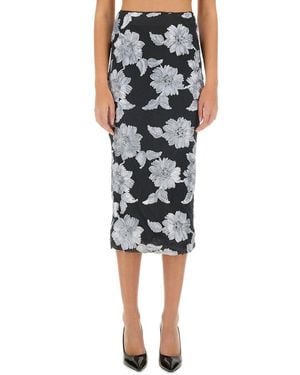 ROTATE BIRGER CHRISTENSEN Floral Print Pencil Skirt - Black