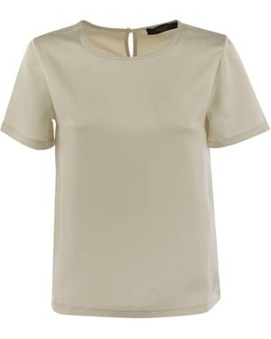 Weekend by Maxmara Weekend Max Mara Gilbert Satin And Jersey T Shirt - Natural