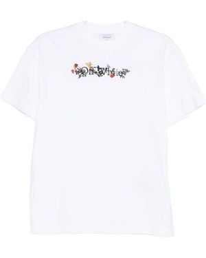 Off-White c/o Virgil Abloh Blumiges Logo Crew Neck T-Shirt - Weiß