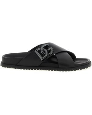 Dolce & Gabbana Dolce y toboganes de cuero Gabbana - Negro