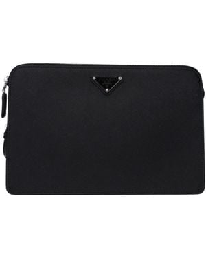 Prada Herrens Ledergeldbörse Schwarz