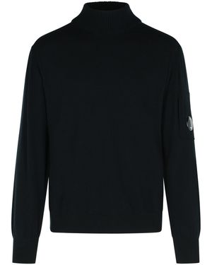 C.P. Company 'Lens' Virgin Wool Blend Turtleneck Jumper - Black
